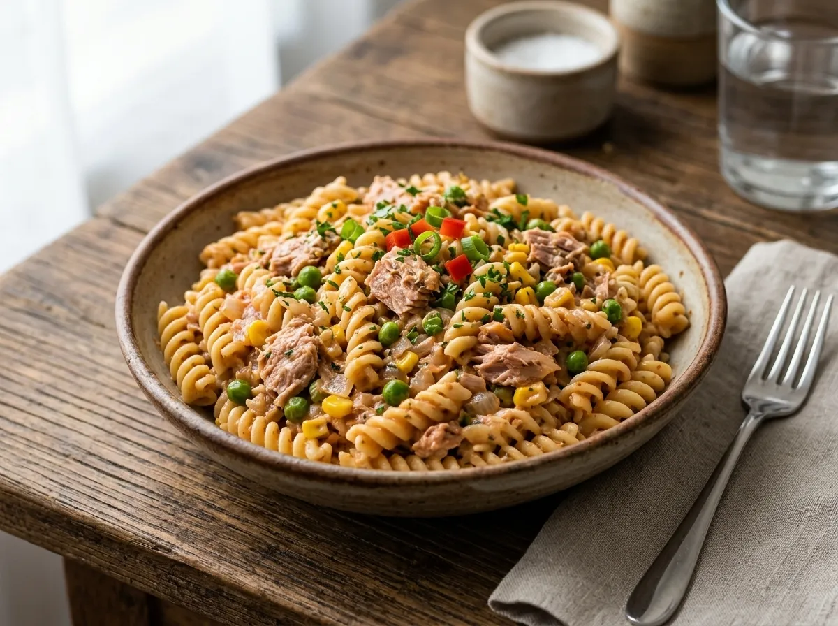Macarronada de Atum com Creme de Leite