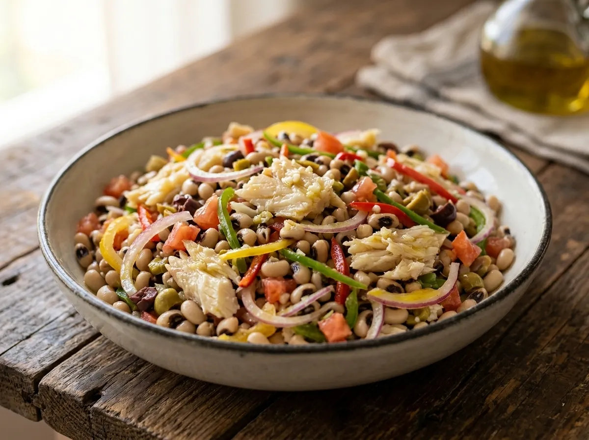 Salada de feijão-fradinho com bacalhau